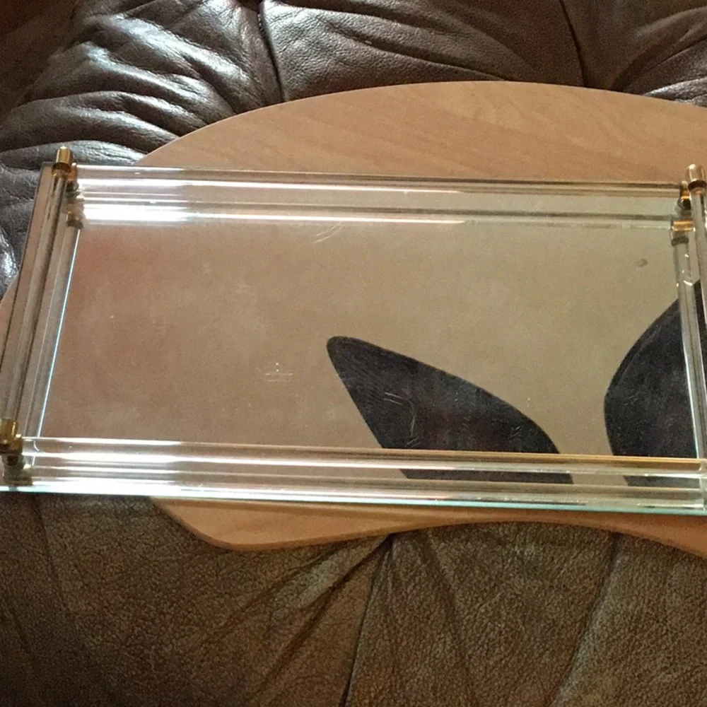 Vintage art deco vanity tray with lucite handles